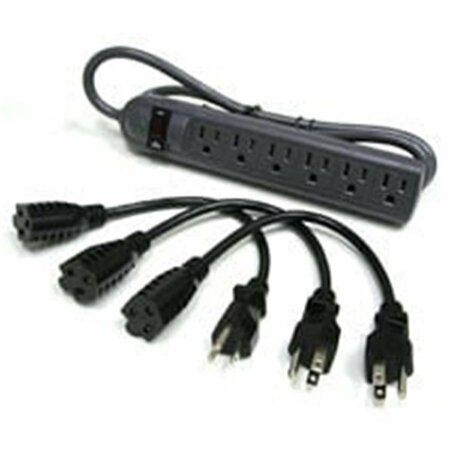 FASTTRACK PORT AUTHORITY 2706X 6-OUTLET SURGE SUPPRESSOR WITH THREE 1ft OUTLET SAVER POWER EXTENSION CORDS FA56732